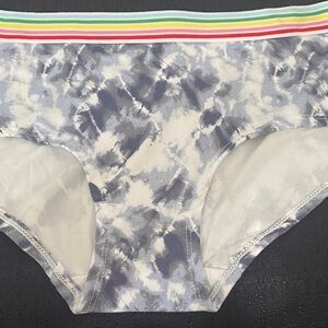 Lucky Brand Blue Tie-Dye Panties with Rainbow Waistband Size L